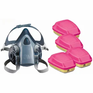 3M 3PB41-4JG12 Half Mask Respirator Kit, 4 Cartridges Included, Silicone, L Mask Size | CN7UPY 277NJ0