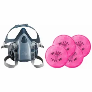 3M 3PB41-4JG27 Half Mask Respirator Kit, 4 Cartridges Included, P100 Filter, Resealable Storage Bag | CN7UQV 277NG3