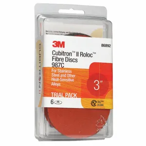 3M 60440296907 Quick-Change Sanding Disc, Tr, 3 Inch Dia, Ceramic, Assorted Grit, Fiber, 987C | CN7WAF 38XK36