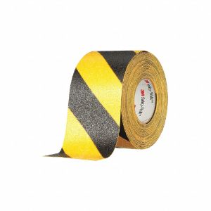 3M 613 Striped Black/Yellow Anti-Slip Tape, 4 Inch x 60.0 Feet, 60 Grit Aluminium Oxide | CE9FGA 54DF10