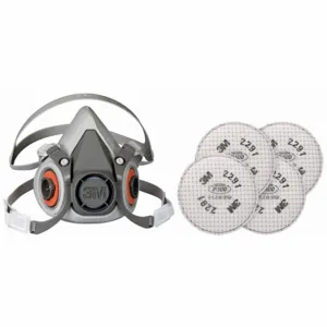 3M 6AD97-5WYZ4 Half Mask Respirator Kit, 4 Cartridges Included, P100 Filter, Thermoplastic Elastomer | CN7URC 277NN2