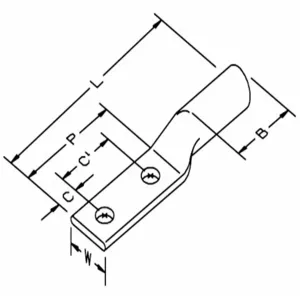 3M 31149 Copper Two-hole Long-barrel Lug, 10 Pk | AB9KUB 2DPZ9