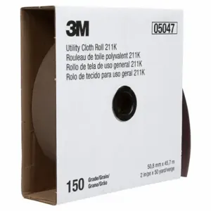 3M 7000118338 Abrasive Utility Roll, 1 Inch W x 150 ft L, Aluminum Oxide, 150 Grit, J Wt Cloth, 211K | CN7TME 804GR7