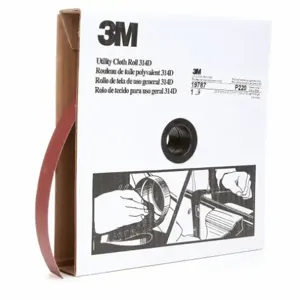 3M 7000118509 Utility Cloth Roll, 1 Inch W X 50 Yd L, Aluminum Oxide, P220 Grit, J Wt Cloth, P220 | CN7WMY 163L97