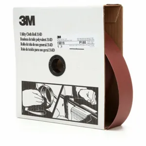 3M 7000118539 Abrasive Utility Roll, 2 Inch W x 150 ft L, Aluminum Oxide, P180 Grit, J Wt Cloth, 314D | CN7TML 804GT3