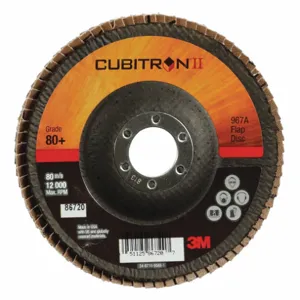 3M 967A Flap Disc, Ceramic Grain, 5 Inch Disc Diameter, 80 Abrasive Grit | CF2DTG 447Z69