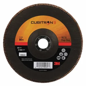 3M 967A Flap Disc, Ceramic Grain, 7 Inch Disc Diameter, 80 Abrasive Grit | CF2DQQ 448C64