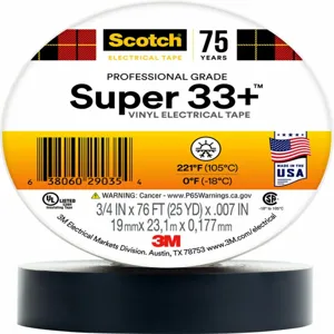 3M 33+ SUPER-3/4x44FT Electrical Tape 3/4 x 44 Feet 7 Mil, 100 Pk | AB9XDM 2FZD6