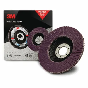 3M 769F Flap Disc, Ceramic Grain, 4 1/2 Inch Disc Diameter, 40 Abrasive Grit | CF2DVT 498Y30