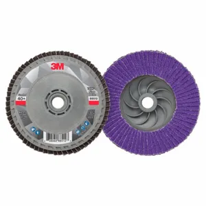 3M 7100242989 Flap Disc, Type 27, 4 1/2 x 5/8-11, Ceramic, 40 Grit, Plastic, Black, Standard Density | CN2RFT 947D / 1DXP1