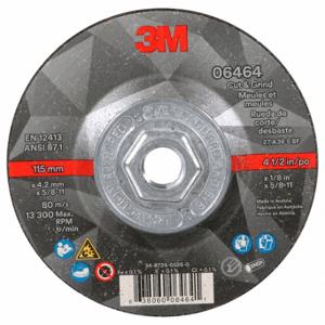 3M 7100245014 Cut And Grind Wheel, 4 1/2 Inch Abrasive Wheel Dia, Ceramic, Type 27 | CN7ULQ 787CP0