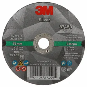 3M 87459 Abrasive Cut Off Wheel, 3 Inch Diameter, Ceramic Grain, 0.06 Inch Thick, Type 1 | CF2UHG 450Y18