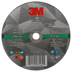 3M 87462 Abrasive Cut Off Wheel, 4 Inch Diameter, Ceramic Grain, 0.06 Inch Thick, Type 1 | CF2UHA 450Y21