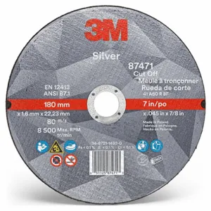 3M 87471 Abrasive Cut Off Wheel, 7 Inch Diameter, Ceramic Grain, 0.45 Inch Thick, Type 1 | CF2UGK 450Y36