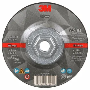 3M 87661 Depressed Center Wheels, 4 1/2 Inch Dia, 5/8-11 Inch Hole, Ceramic Grain, 36 Grit, Type 27 | CN7TZX 787CP7