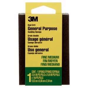 3M 908-ESF Sanding Sponge, 2 5/8 Inch X 3 3/4 X 1 Inch Size, Aluminum Oxide, Fine/Medium | CN7WBP 804CR6