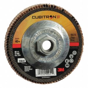 3M 967A Flap Disc, Ceramic Grain, 4 1/2 Inch Disc Diameter, 40 Abrasive Grit | CF2DVF 448C65