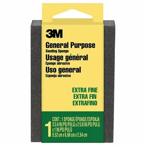 3M CP-000-ESF Sanding Sponge, 2 5/8 Inch X 3 3/4 X 1 Inch Size, Aluminum Oxide, Extra Fine, Cp-000-Esf | CN7WBH 375PD3