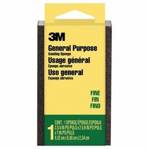 3M CP-001-ESF Sanding Sponge, 2 5/8 Inch X 3 3/4 X 1 Inch Size, Aluminum Oxide, Fine, 80 Grit | CN7WBN 804CP7