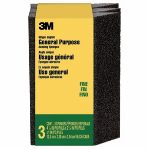 3M CP040-3PK Single-Angle Sanding Sponge, 2 7/8 x 4 7/8 x 1 Inch Size, Aluminum Oxide, Fine, 3 PK | CN7WCR 375PD9