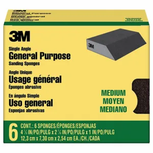 3M CP041-6P Single-Angle Sanding Sponge, 2 7/8 x 4 7/8 x 1 Inch Size, Aluminum Oxide, Medium, 4 PK | CN7WCX 294K48