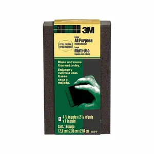 3M DSXF-F-ESF-10 Sanding Sponge, 2 7/8 Inch X 4 7/8 X 1 Inch Size, Aluminum Oxide, Extra Fine/Fine | CN7WCZ 375PD8