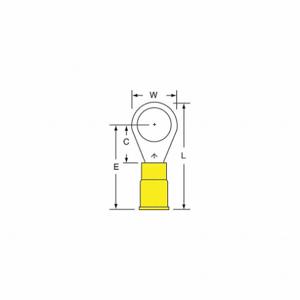 3M MVU10-38R/SK Ring Terminal Yellow Butted 12-10, 500 Pk | AC2FLG 2JLV3