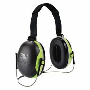 3M X4B Ear Muffs, Behind-The-Neck Earmuff, Passive, 27 Db Nrr, Abs/Polyurethane, Black/Chartreuse | CN7UCR 475M50