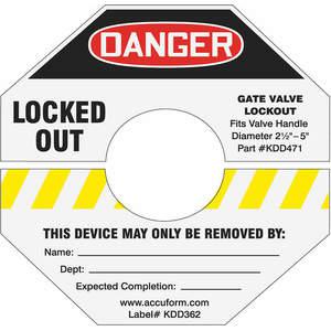 ACCUFORM SIGNS KDD360YL Gate Valve Lockout Label 2 Inch H 2 Inch Width | AA2HFF 10K128