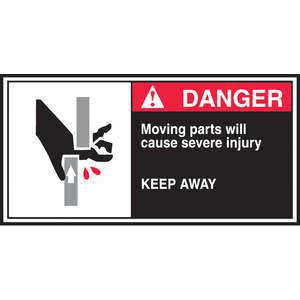 ACCUFORM SIGNS LECN172 Label Cema 2-1/2 x 5 Danger Moving - Pack Of 5 | AC6TKG 36A954