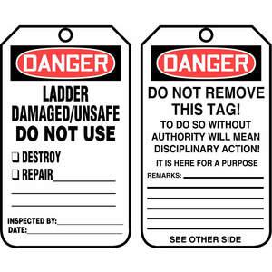 ACCUFORM SIGNS MDT182PTP Danger Tag 5-3/4 x 3-1/4 - Pack Of 25 | AD4TTB 43Z337
