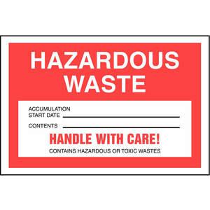ACCUFORM SIGNS MHZW15EVC Hazardous Waste Label White/red - Pack Of 100 | AF4LBB 8ZP36