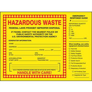 ACCUFORM SIGNS MHZW27PSP Hazardous Waste Label 6 Inch Width - Pack Of 25 | AF3XTE 8EKN1