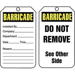 ACCUFORM SIGNS TAB101CTP Barricade Tag 5-3/4 x 3-1/4 - Pack Of 25 | AD4TTN 43Z353