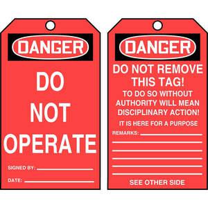 ACCUFORM SIGNS TAR106 Danger Tag By The Roll 6-1/4 x 3 - Pack Of 100 | AD4TLV 43Z187