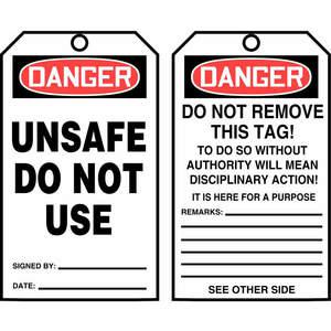 ACCUFORM SIGNS TAR120 Danger Tag By The Roll 6-1/4 x 3 - Pack Of 100 | AD4TMD 43Z195