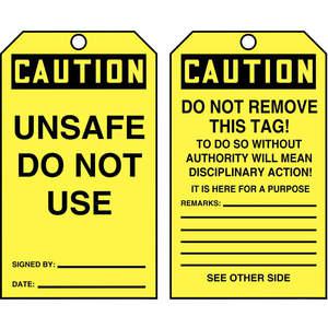 ACCUFORM SIGNS TAR132 Caution Tag By The Roll 6-1/4 x 3 - Pack Of 100 | AD4TMH 43Z199