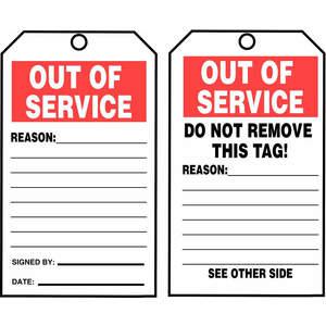 ACCUFORM SIGNS TAR714 Out Of Service Tag Roll 6-1/4 x 3 - Pack Of 100 | AD4TNQ 43Z230
