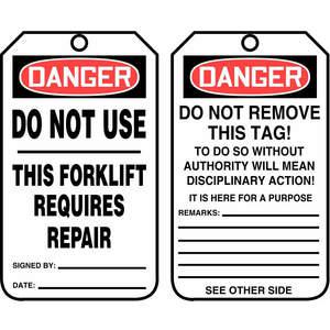 ACCUFORM SIGNS TRS327PTP Danger Tag 5-3/4 x 3-1/4 - Pack Of 25 | AD4TQW 43Z294