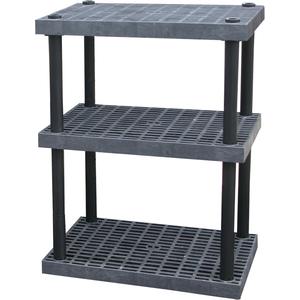 ADD-A-LEVEL AS3624X3 Adjustable Plastic Shelving, 36 x 24 x 48, Grid Top, Black | AG8EPL