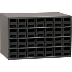 AKRO-MILS 19228BLK Drawer Bin Cabinet, 28 Drawers, 11 Inch Depth, 11 Inch Height, 17 Inch Width, Black | AA8FPD 18D790