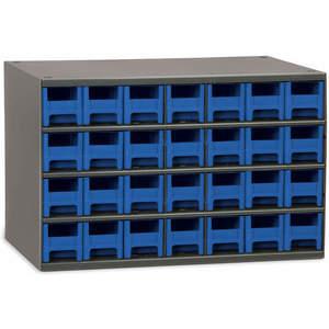 AKRO-MILS 19228BLU Drawer Bin Cabinet, 28 Drawers, 11 Inch Depth, 11 Inch Height, 17 Inch Width, Blue | AA8FPB 18D788