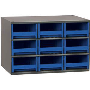 AKRO-MILS 19909BLU Drawer Bin Cabinet, 9 Drawers, 11 Inch Depth, 11 Inch Height, 17 Inch Width, Blue | AA8FPU 18D805