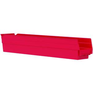 AKRO-MILS 30124RED Shelf Bin, 23-5/8 Inch Length, 4-1/8 Inch Width, 4 inch Height, Red | AE6ZDQ 5W836