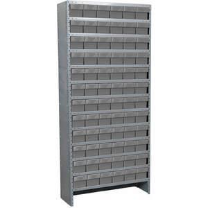 AKRO-MILS ASC1279162GRY Enclosed Shelving Unit, With Bins, 72 Drawers, Gray | AE8XKC 6GDE0