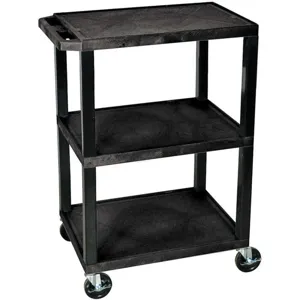 LUXOR WT34S Utility Cart 300 lb. Cap Resin 3 Shelves Black | AA6FPN 13W538