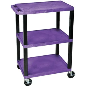 LUXOR WT34S Utility Cart 300 lb. Cap Resin 3 Shelves Purple | AA6FPP 13W539