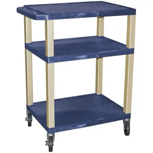 LUXOR WT34 Utility Cart 200 lb. Cap Resin 3 Shelves Topaz | AA6FPY 13W562