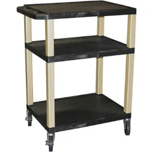 LUXOR WT34 Utility Cart 200 lb. Cap Resin 3 Shelves Black | AA6FPZ 13W563