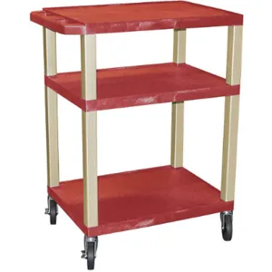 LUXOR WT34 Utility Cart 200 lb. Capacity Resin 3 Shelves Red | AA6FQB 13W565